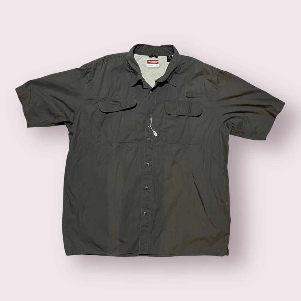 Wranglers Men’s Stretch Ripstop Button Down Short-Sleeve Shirt Size XL Grey